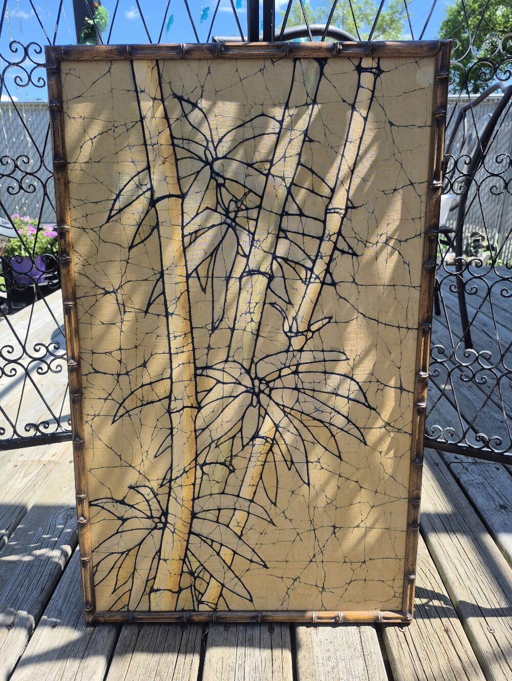 Bamboo Palm Wall Art - Textile Dyeing - Vintage - Signed